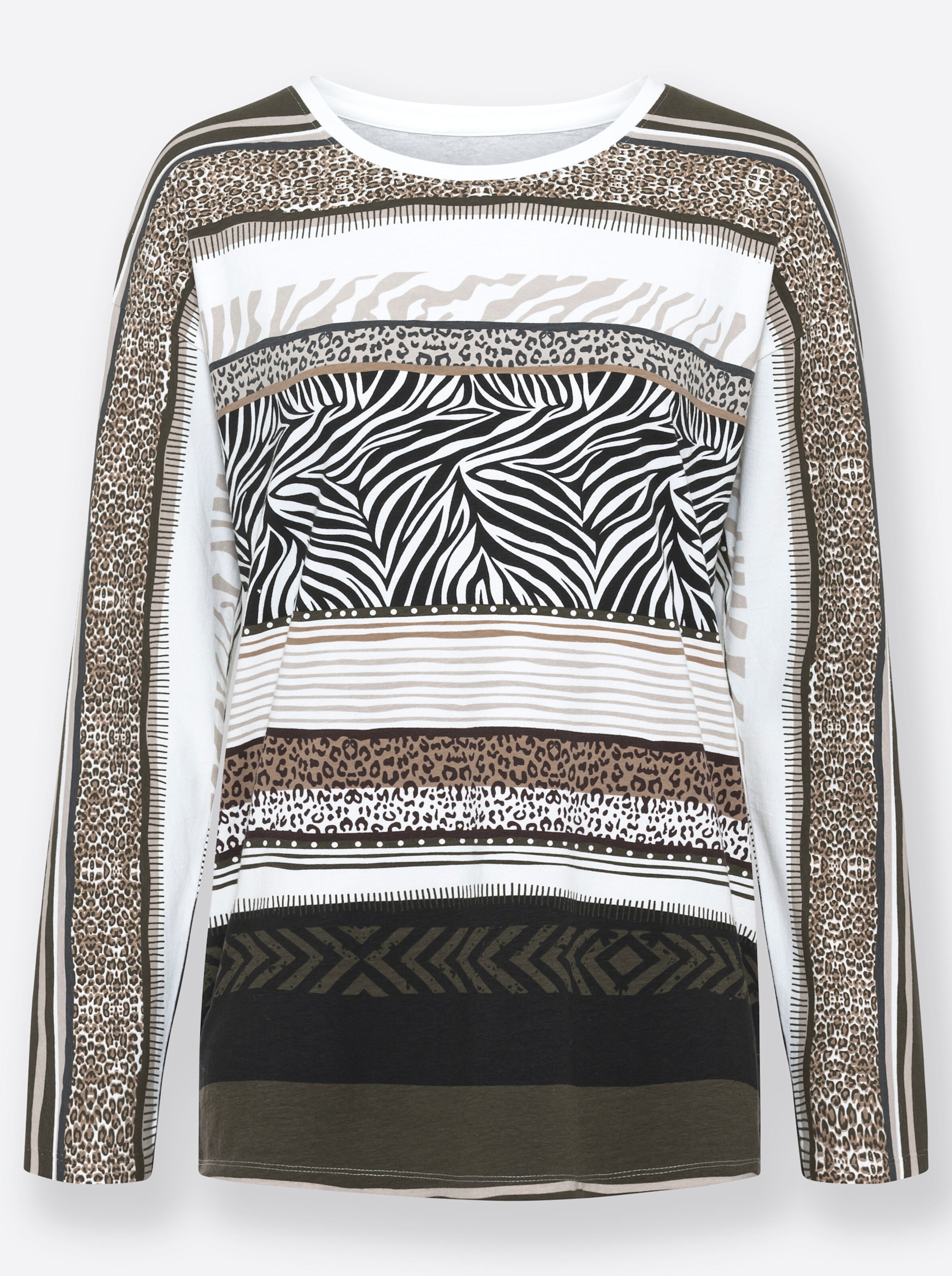 Print-Shirt in ecru-gemustert