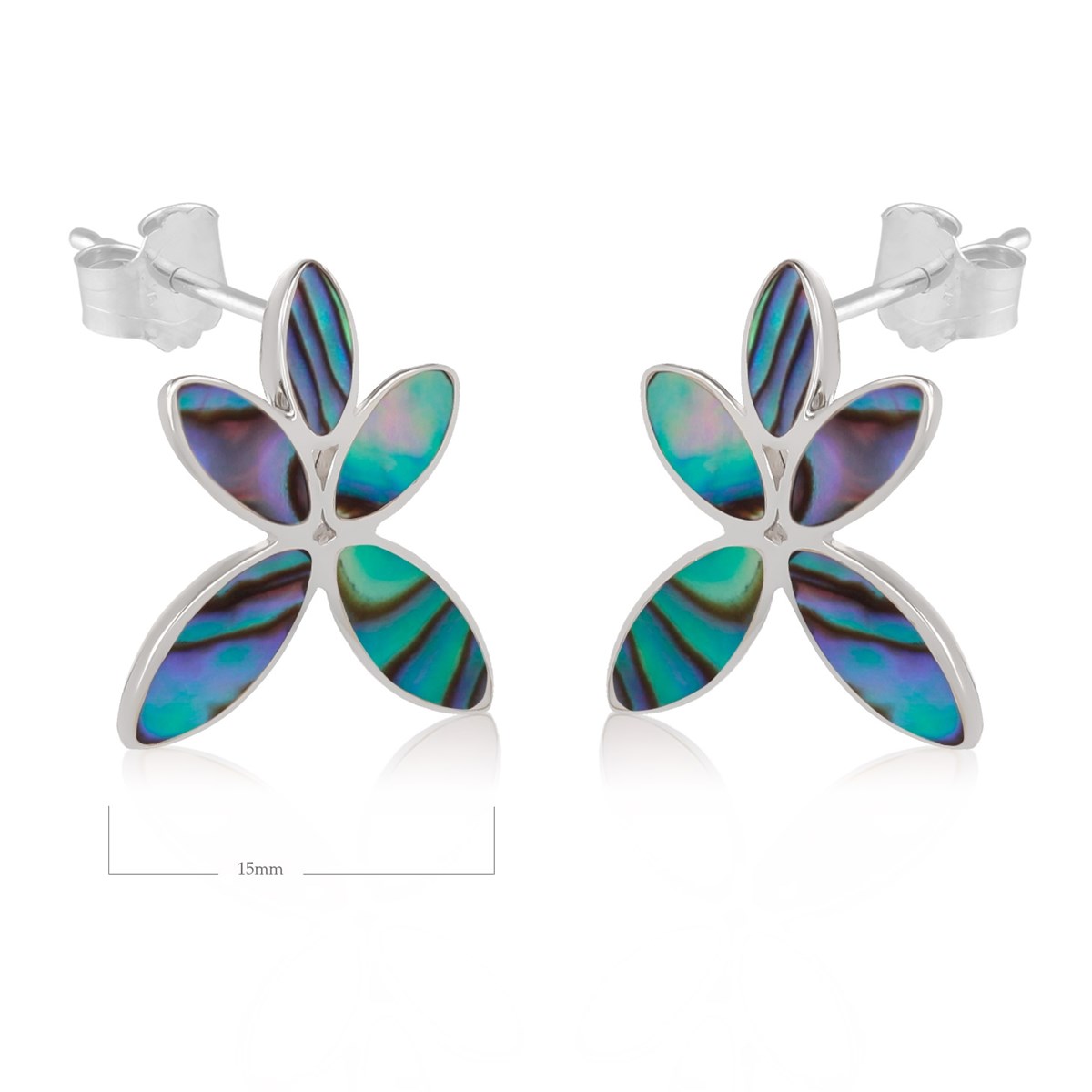Boucles d'oreille poussette Fleur de Nacre abalone et Argent massif