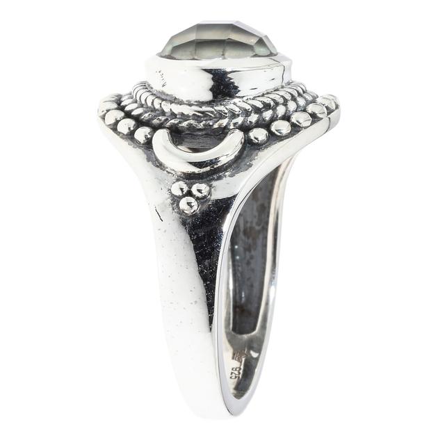Solitär-Ring, Perlmutt-Dublette, Silber 925 oxidiert
