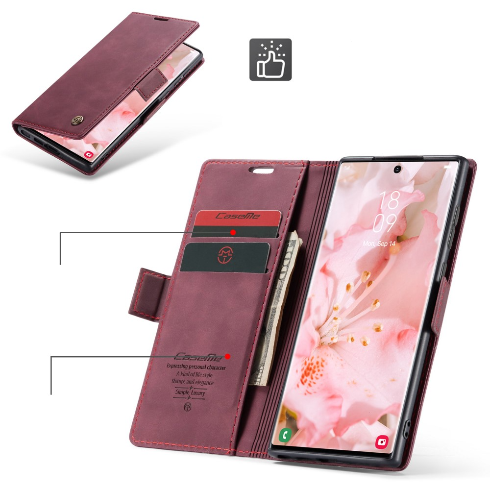 Samsung Galaxy S23 Ultra 5G Leder Tasche Flip Wallet Etui mit Kartenfächern - Rot