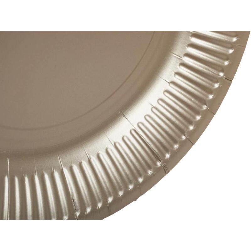 10 Assiettes en carton rondes, 23 cm - Or