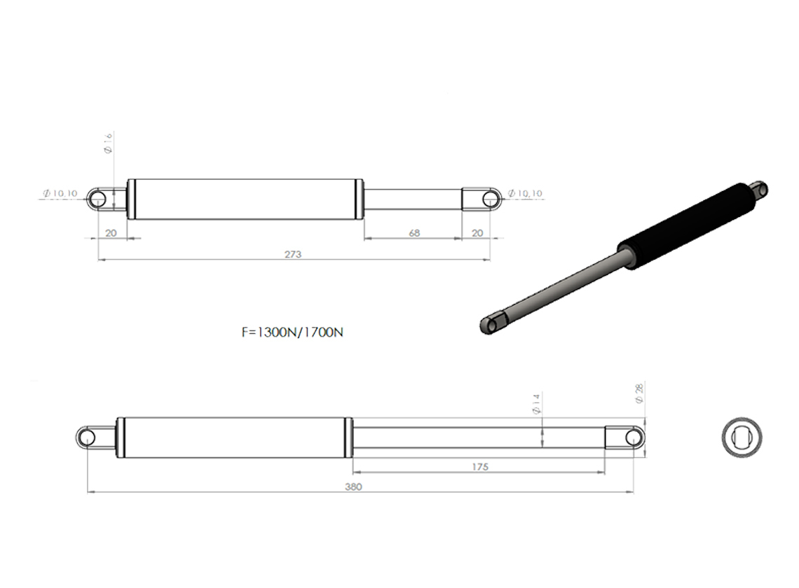 Obelink 10,1 mm 1700N hefbed gasveer