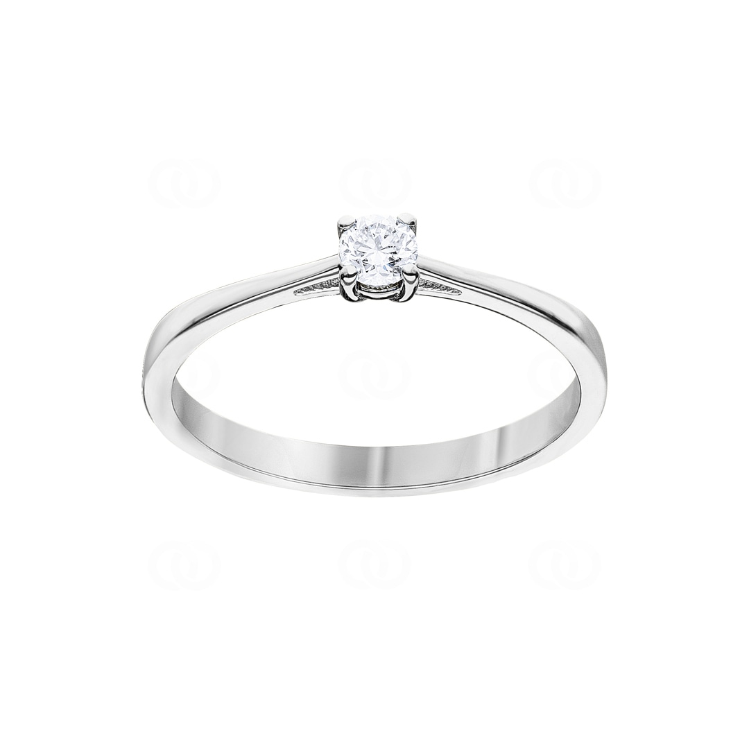0.15 Karat Diamant Verlobungsring 750/18 K Weissgold in 4-Griff