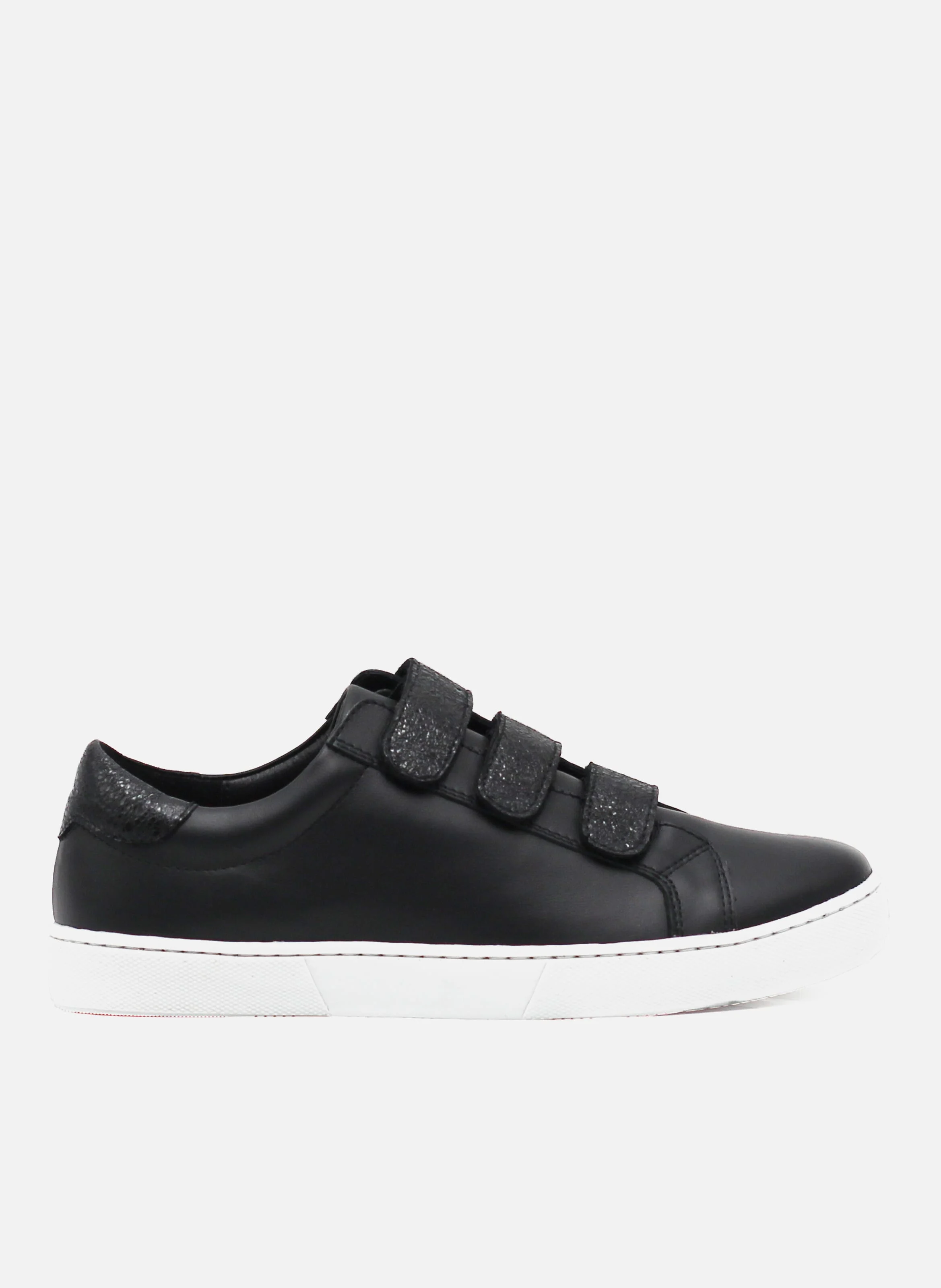 Baskets à scratch cuir lisse | Noir
