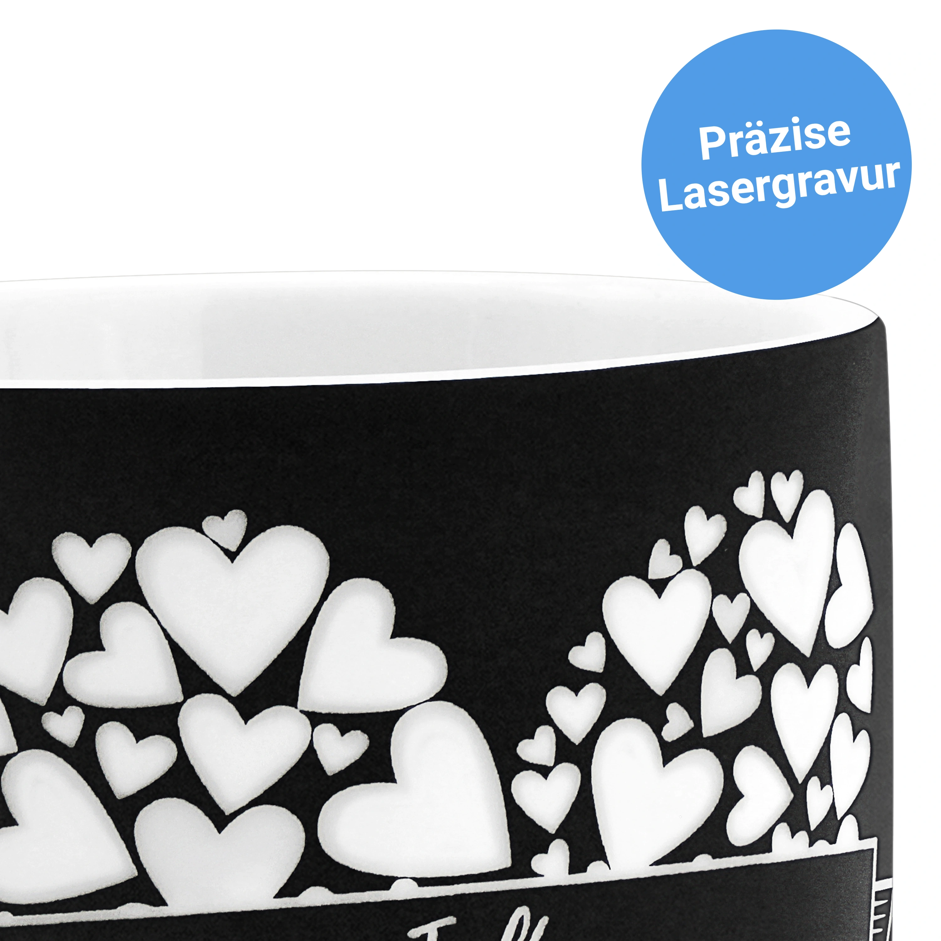 Kaffeetasse mit Wunsch-Gravur (Farbe: schwarz)