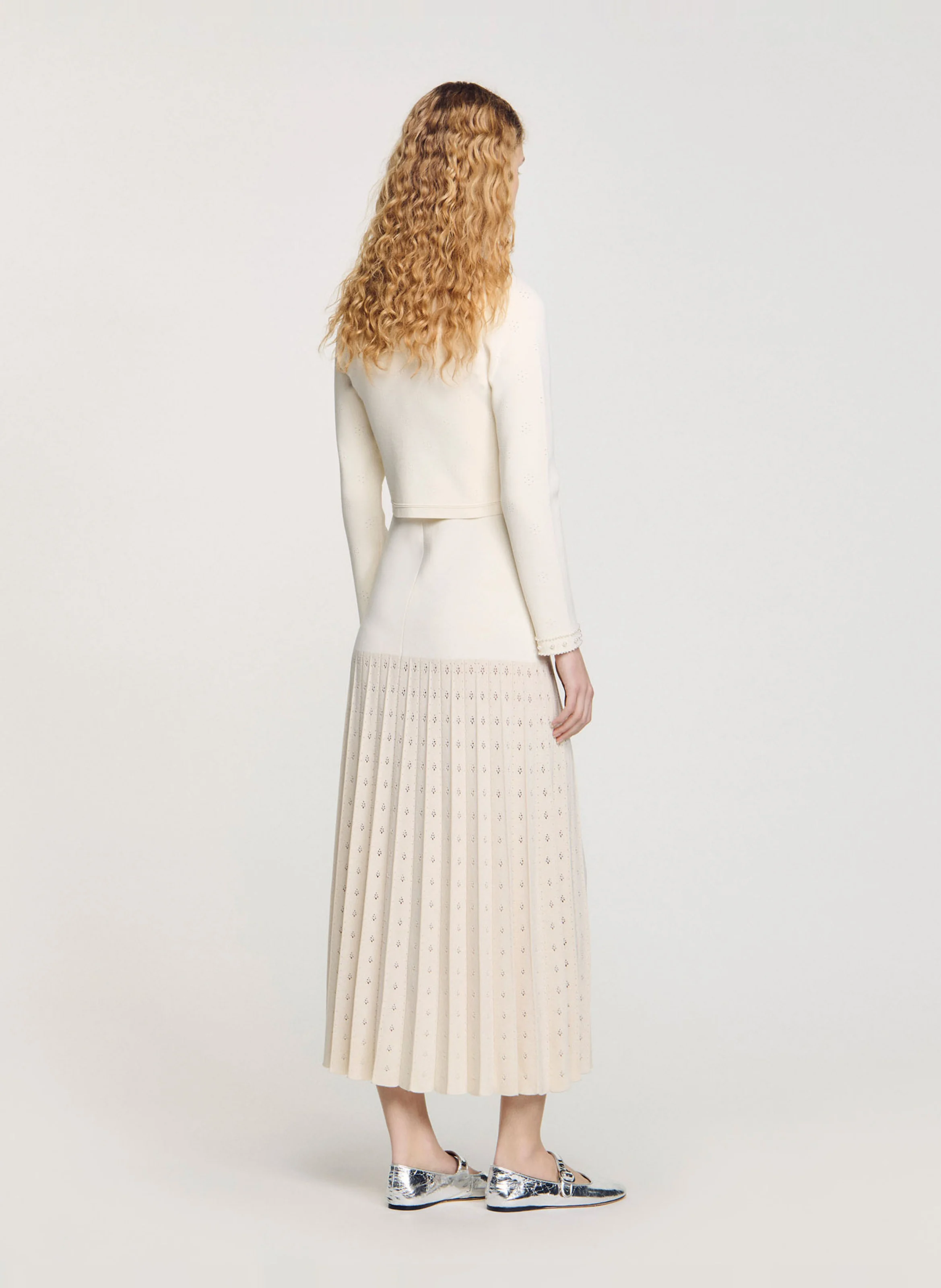 Cardigan court perlé | Blanc