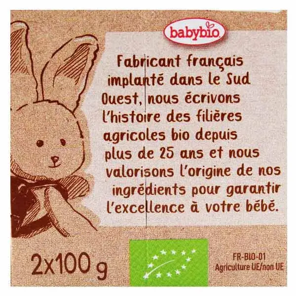 Sobremesas Lácteas Babybio, Pudim de Semolina com Flor de Laranjeira +6 meses, Orgânico, Pacote com 2 x 100g