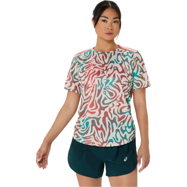 T-shirt running ASICS ROAD ALL OVER PRINT SS TOP W BIRCH