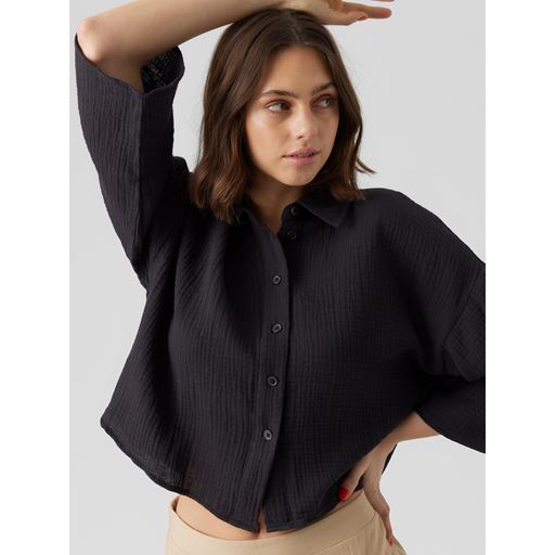 Vero Moda Natali Crop Skjorte, Sort, M