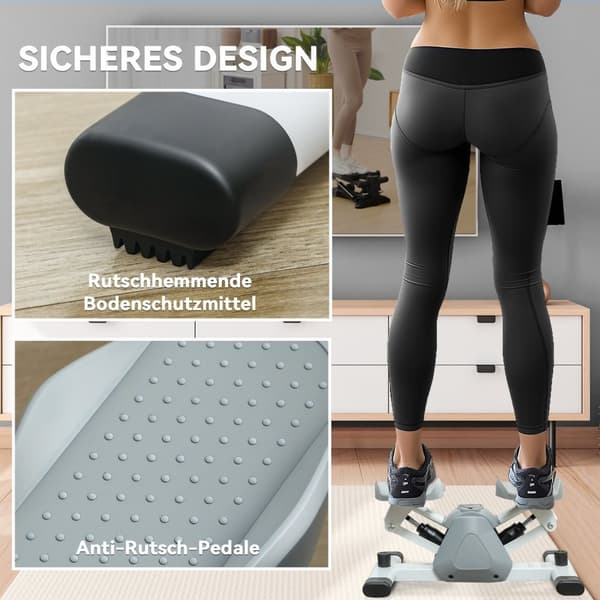Mini stepper for hjemmet med LCD-skjerm, opp-ned stepper med sklisikre pedaler, stepper hjemmetrener opptil 100 kg, for beintrening, hjemmekontor tren