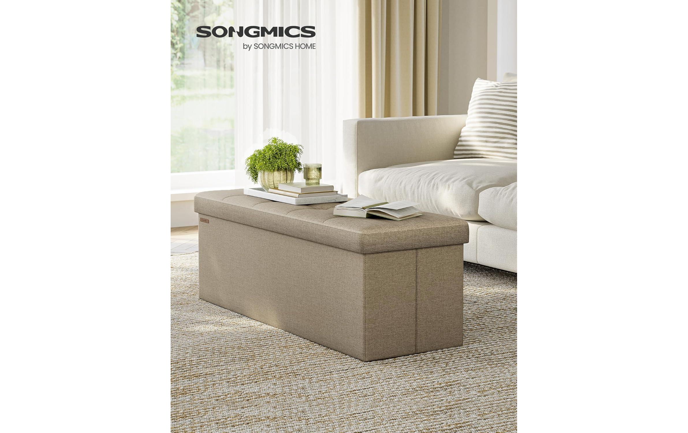 Sitztruhe Ottomane 110 x 38 cm, BeigeSitzbank mit Stauraum