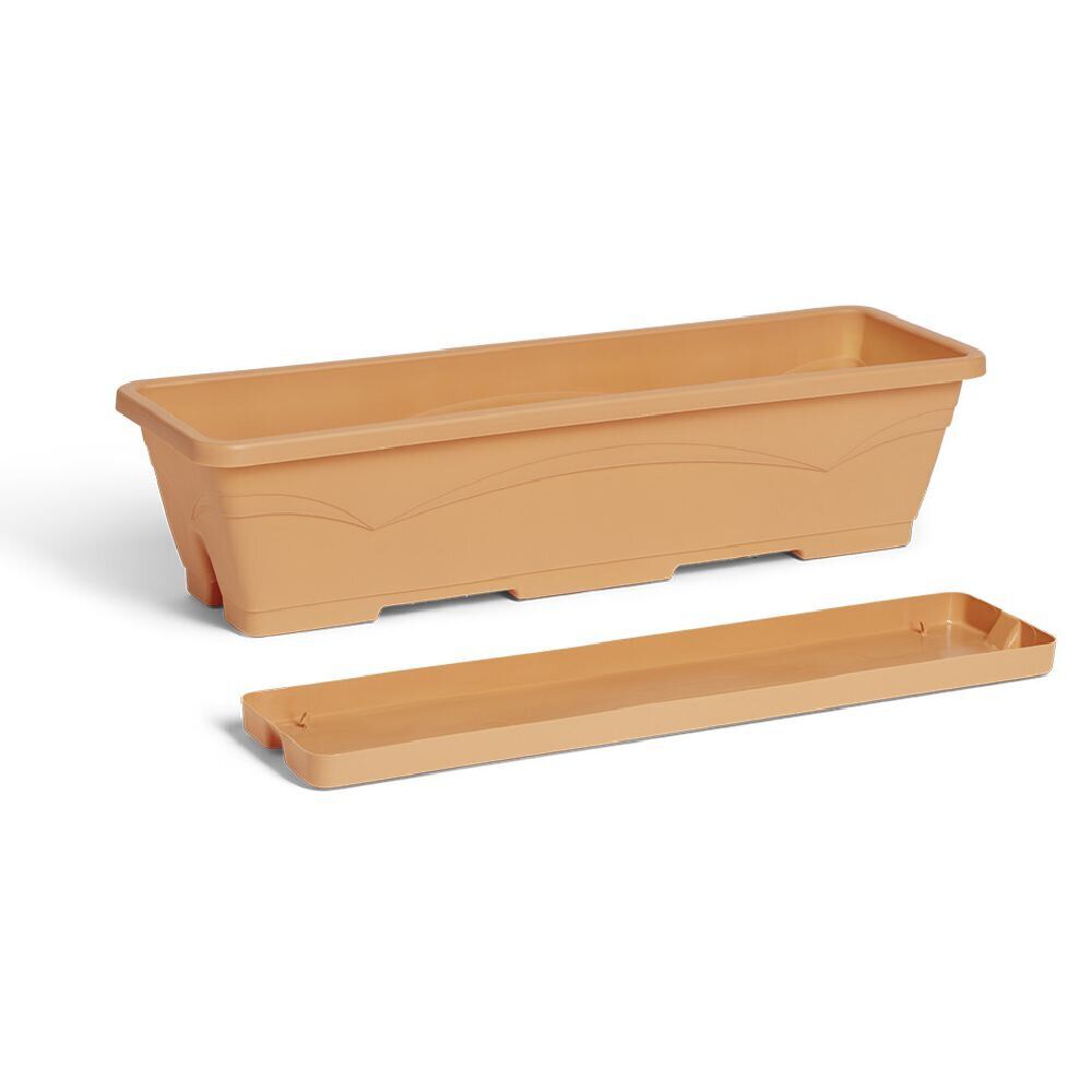 Lot de 3 balconnières 6L - 50x15x17cm plastique terracotta