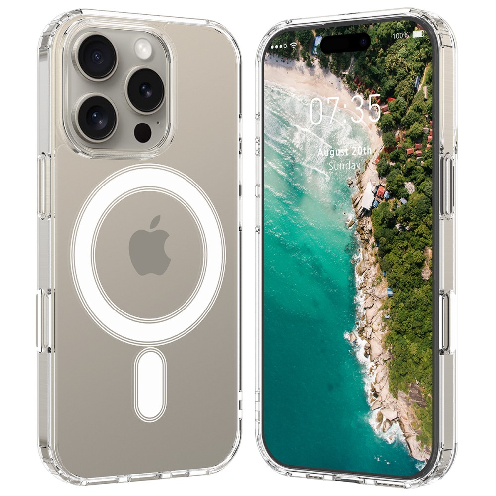 iPhone 16 Pro MagSafe Hybrid Hülle TPU Bumper Acryl Rückseite Air Cushion Fallschutz - Transparent