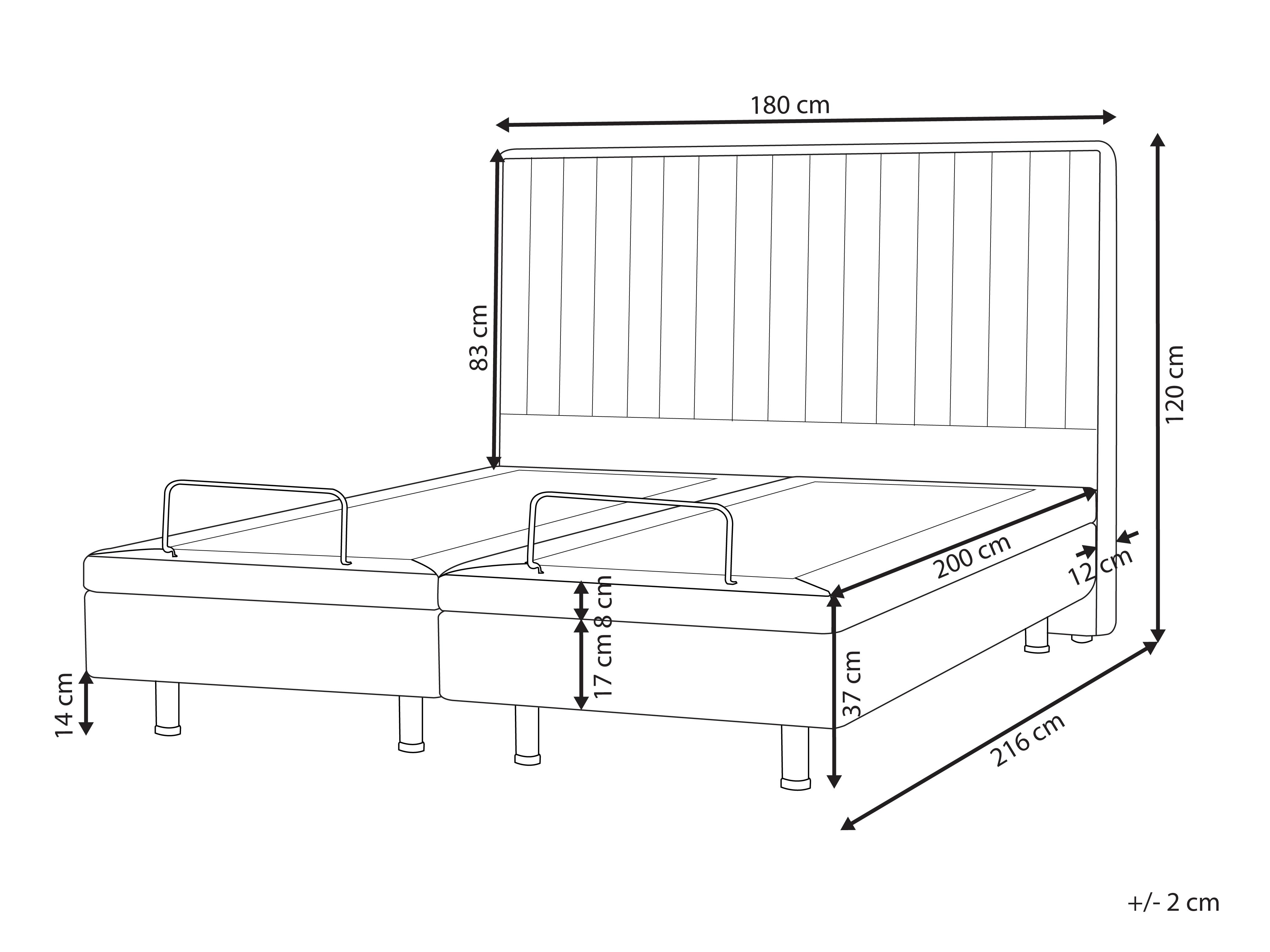 Verstelbaar bed Stof CASTELLAN 180 x 200 cm Lichtgrijs