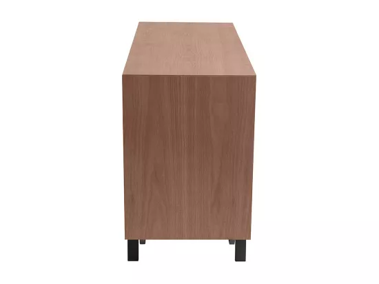 Commode vintage bois foncé noyer et métal noir 6 tiroirs L120 cm MANNY