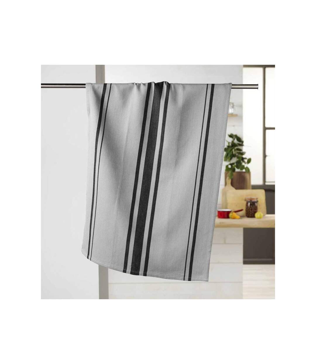 Torchon en Coton Tissé Comptoir 50x70cm Gris