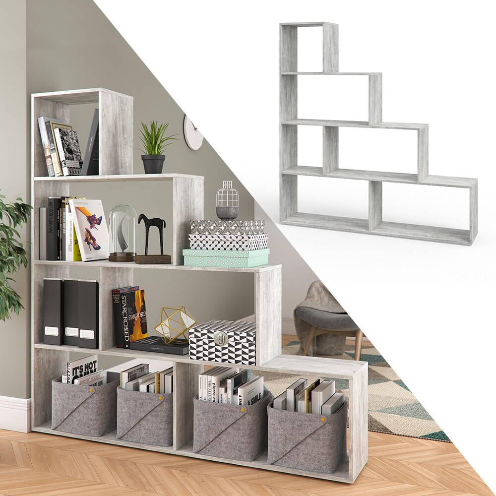 Vicco Treppenregal ASYM Raumteiler beton Bücherregal Standregal Aktenregal Hochregal Aufbewahrung Regal