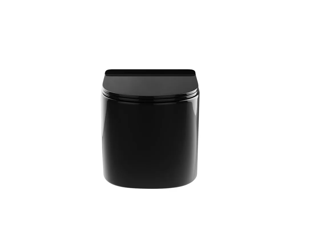 Pack WC suspendu noir brillant avec bâti-support et plaque de déclenchement - JAVOINE