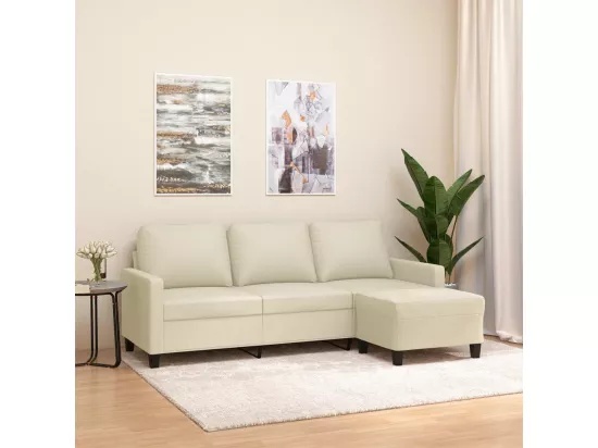 Canapé à 3 places avec repose-pieds Crème 180 cm Similicuir