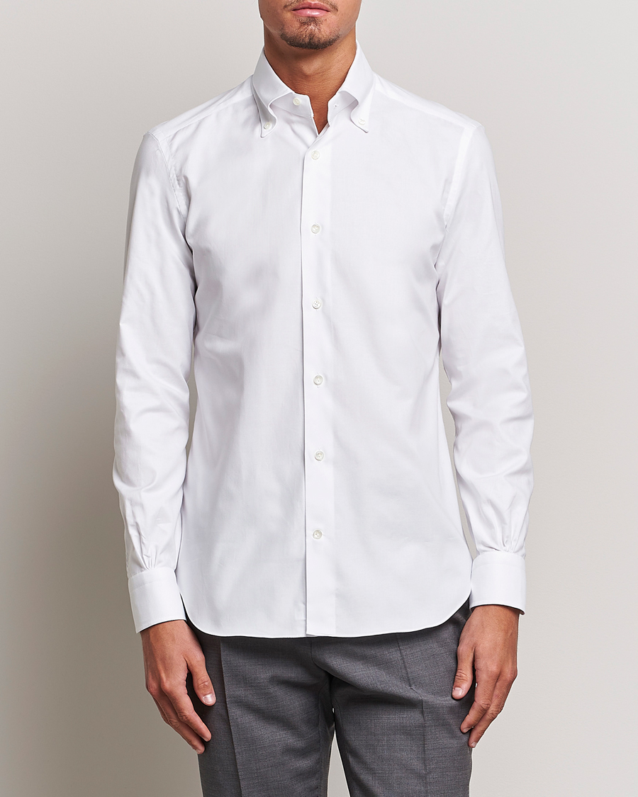 Mazzarelli Soft Oxford Button Down Shirt White