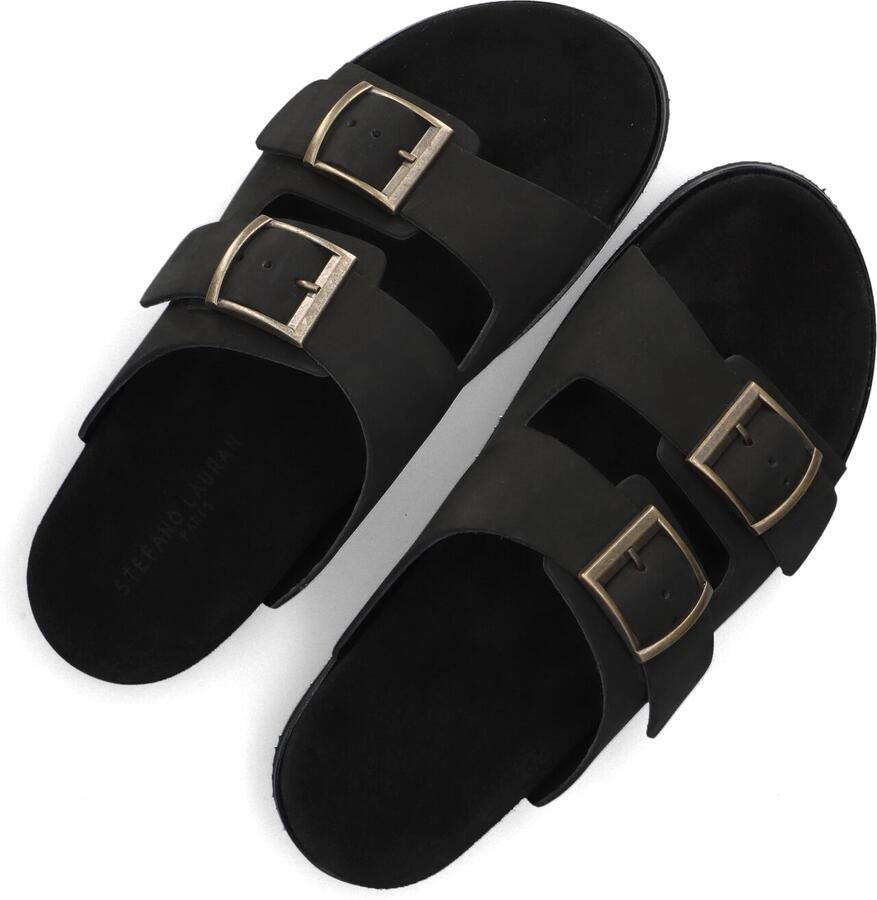STEFANO LAURAN Slippers Heren 26006 Maat: 46 Materiaal: Leer Kleur: Zwart