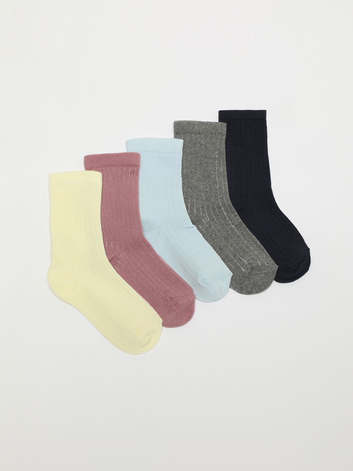Pacote com 5 pares de meias compridas - Cores sortidas