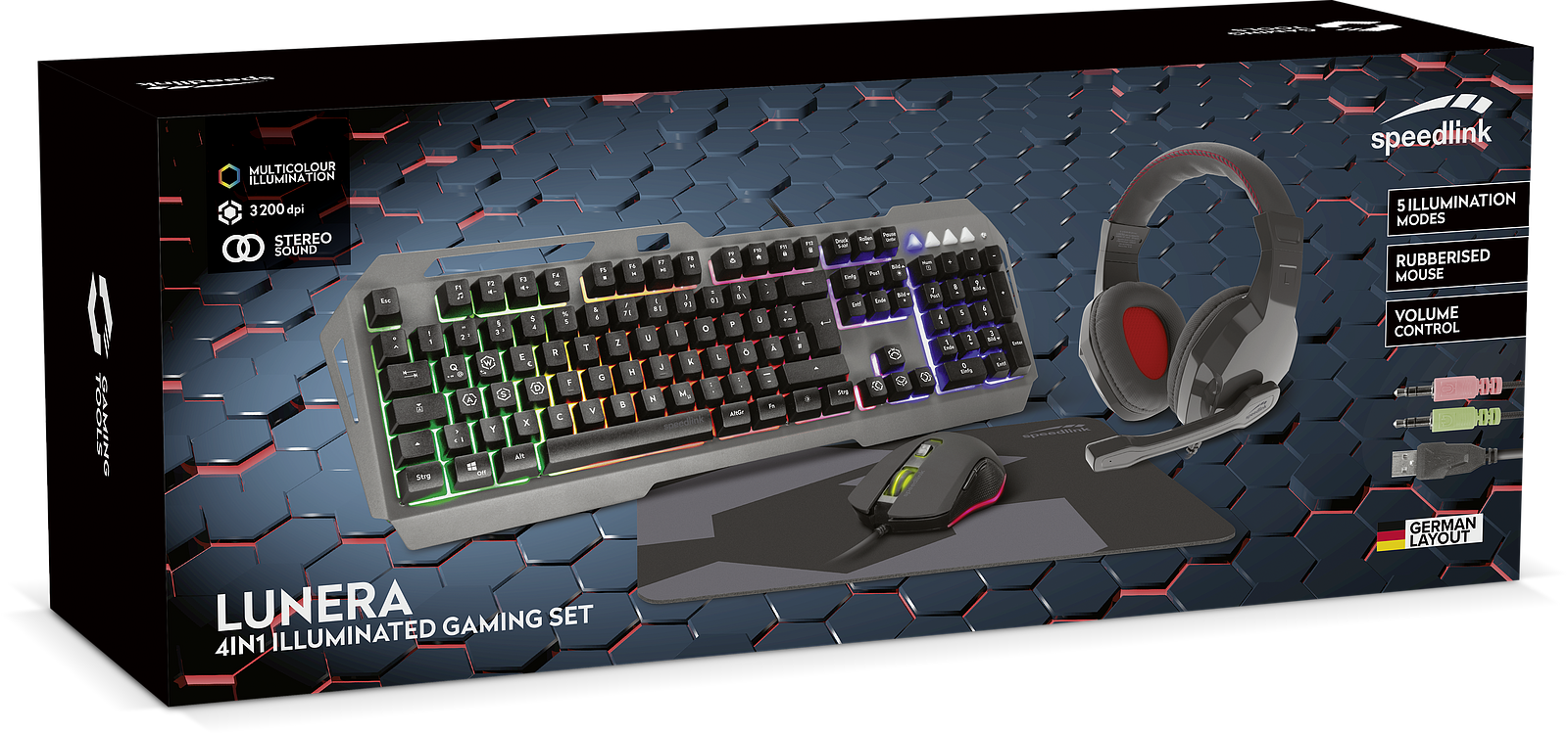 SPEEDLINK LUNERA 4in1 RGB Gaming Set, black - DE layout