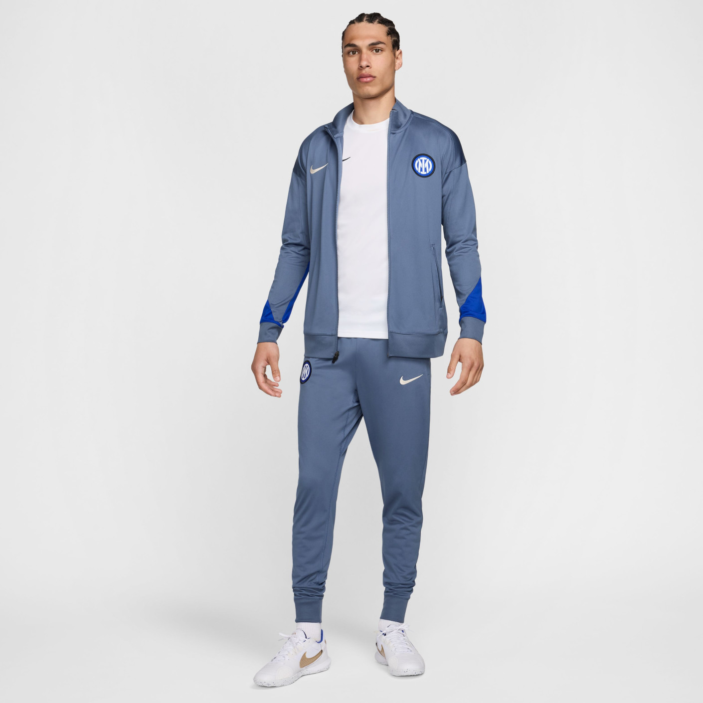 Nike Inter Milan Strike Trainingspak Full-Zip 2024-2025 Grijsblauw Blauw Beige