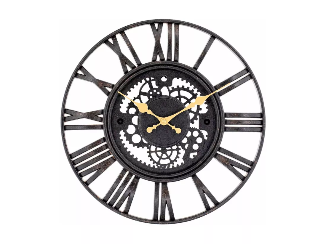 Horloge Murale Vintage Découpée Noir/Or Ø38 cm O91