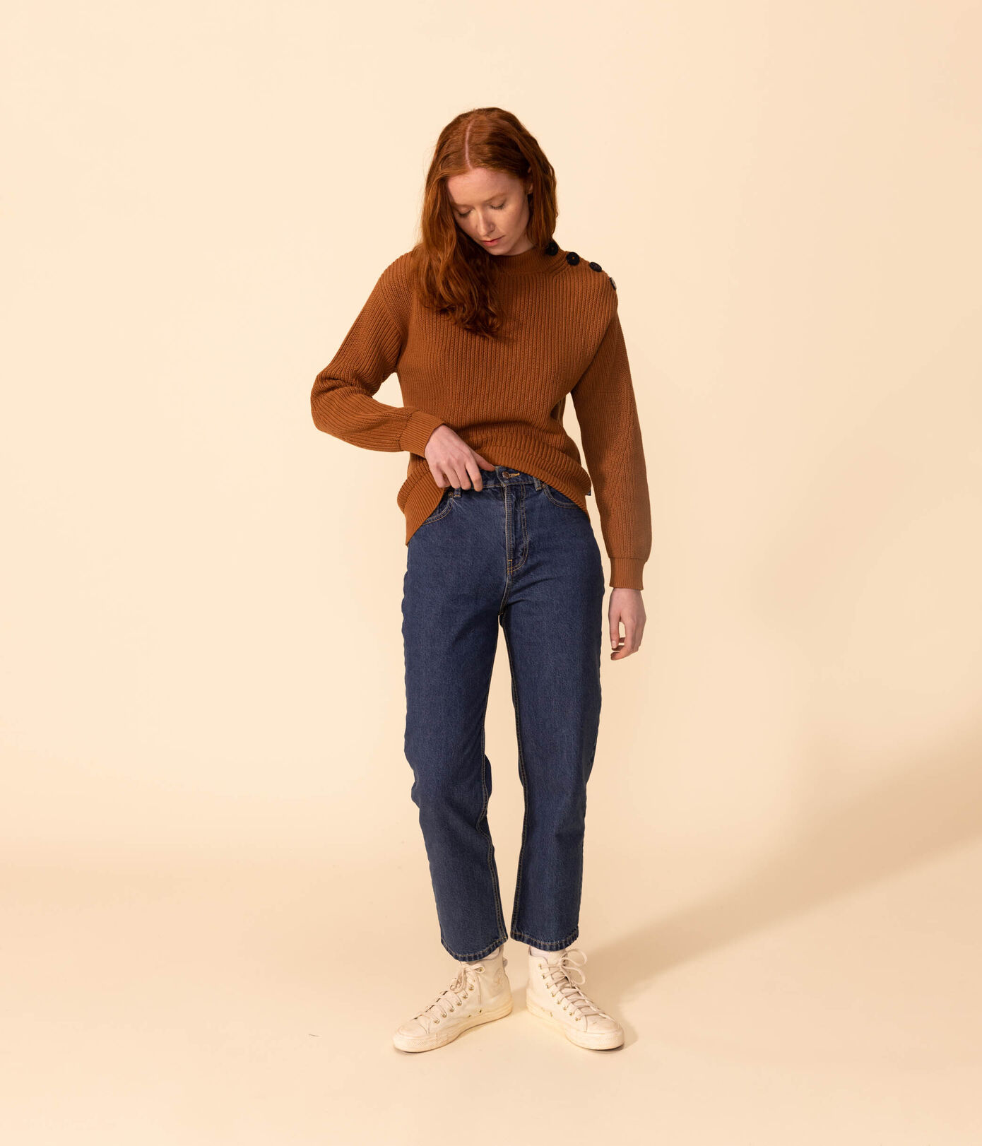 Pull en côte anglaise en coton Femme
