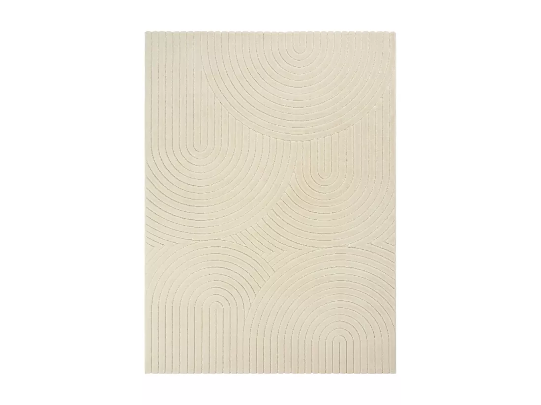 Grand tapis intérieur extérieur 240x340 en relief ARC6EL Beige ton sur ton