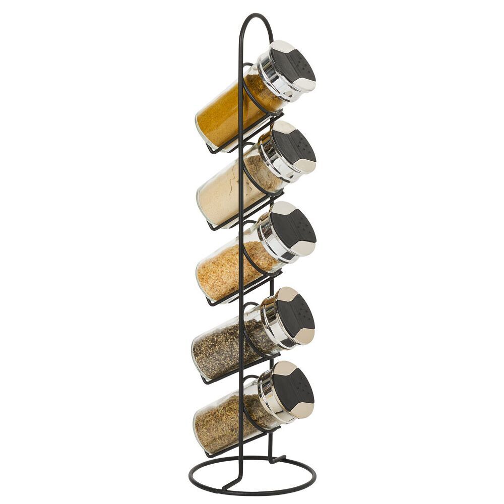 Tour à épices en métal avec 5 pots en verre Ø11xH39cm