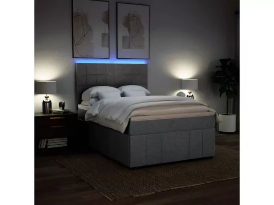 Sommier à lattes de lit avec matelas Gris clair 140x190cm Tissu