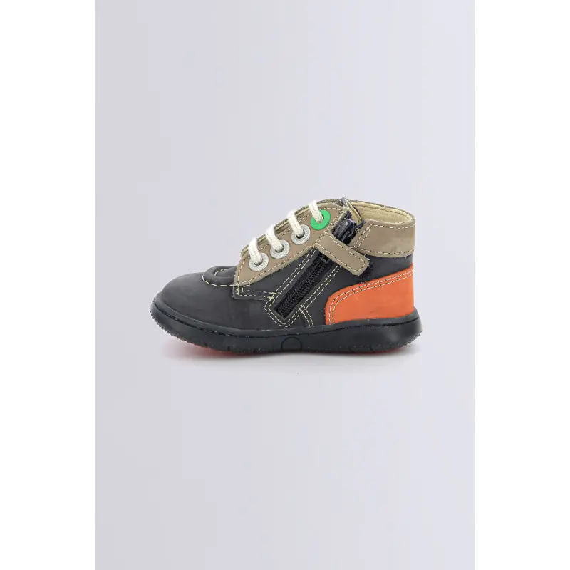 KICKBONZIP MARINE TAUPE ORANGE BOTTILLONS Cuir Garçon