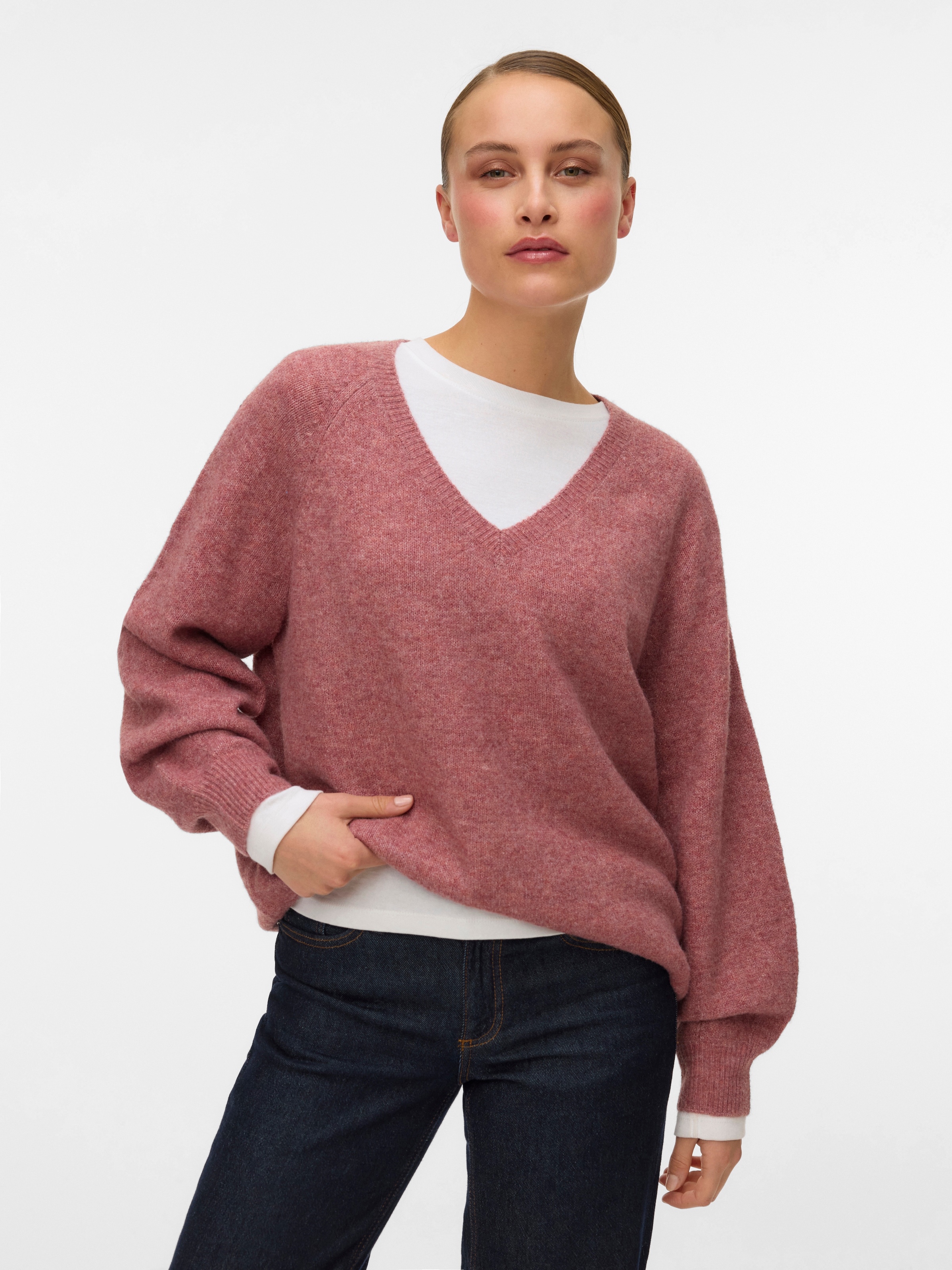 Vero Moda V-Ausschnitt-Pullover »VMLEAF LS LONG V-NECK PULLOVER«
