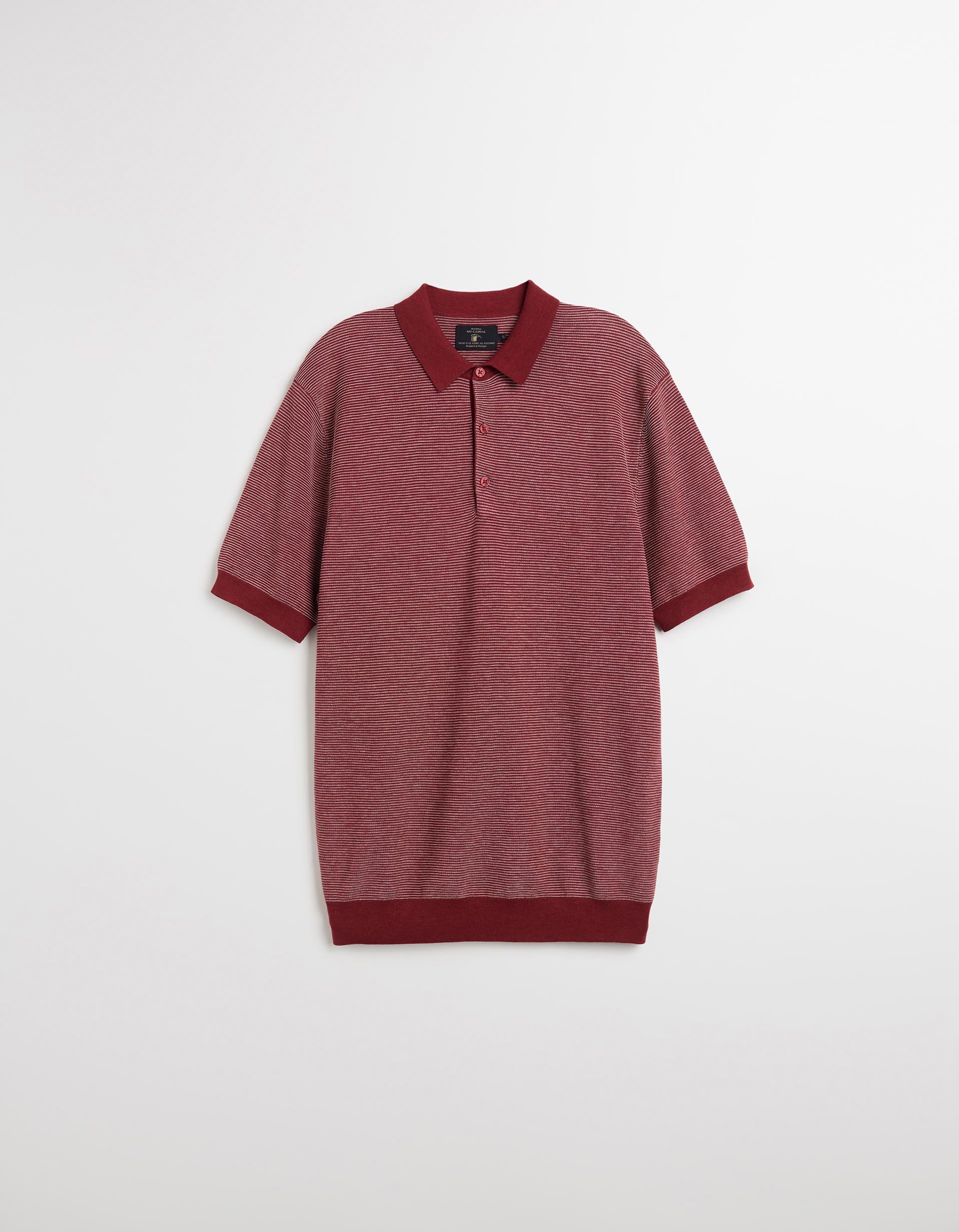 Polo de Malha com Riscas, Homem, Vermelho Escuro