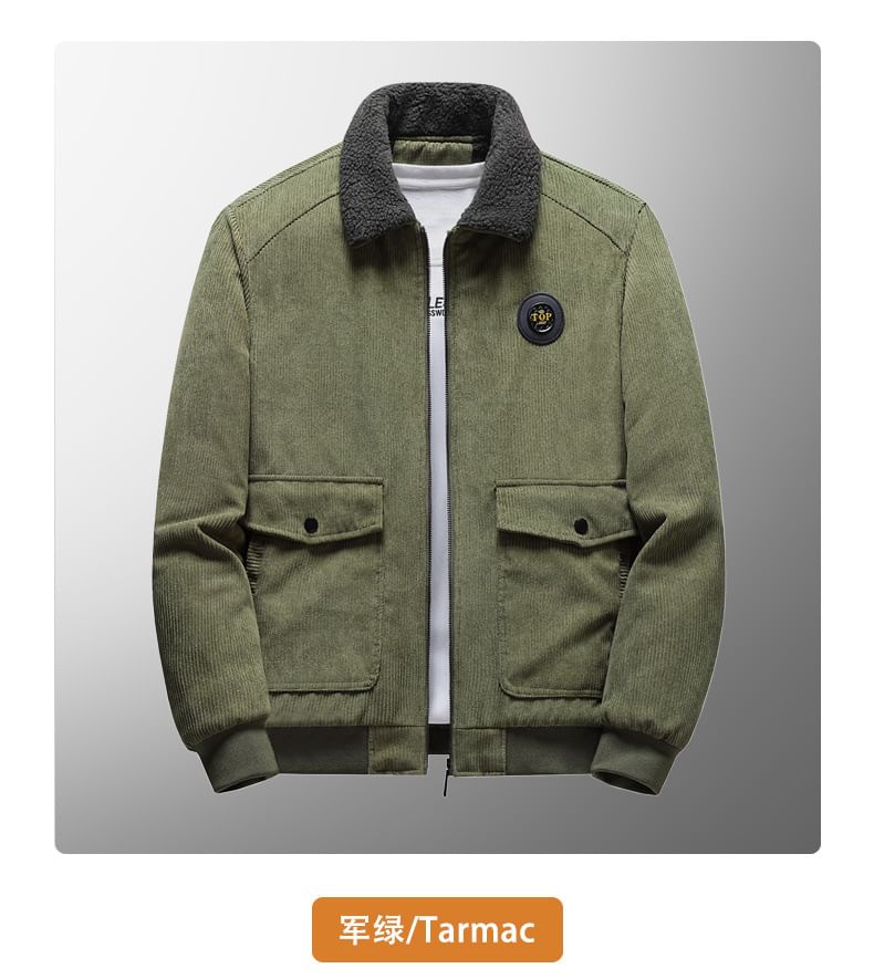 Besto - Eenvoudig corduroy jack met lange mouwen