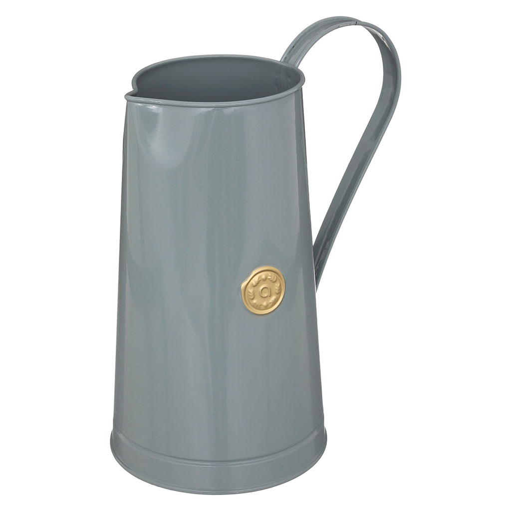 Pichet broc métal gris-bleu H 25cm