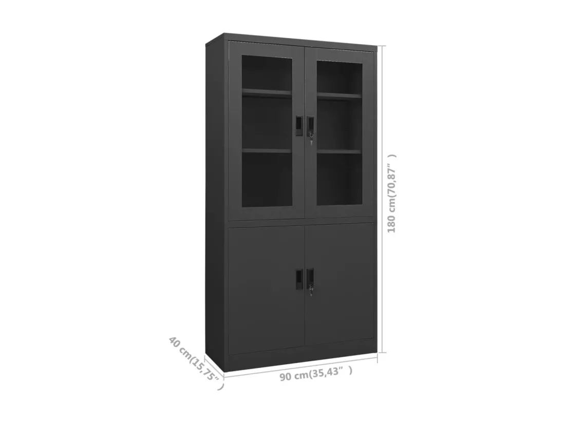 Armoire de bureau Anthracite 90x40x180 cm Acier