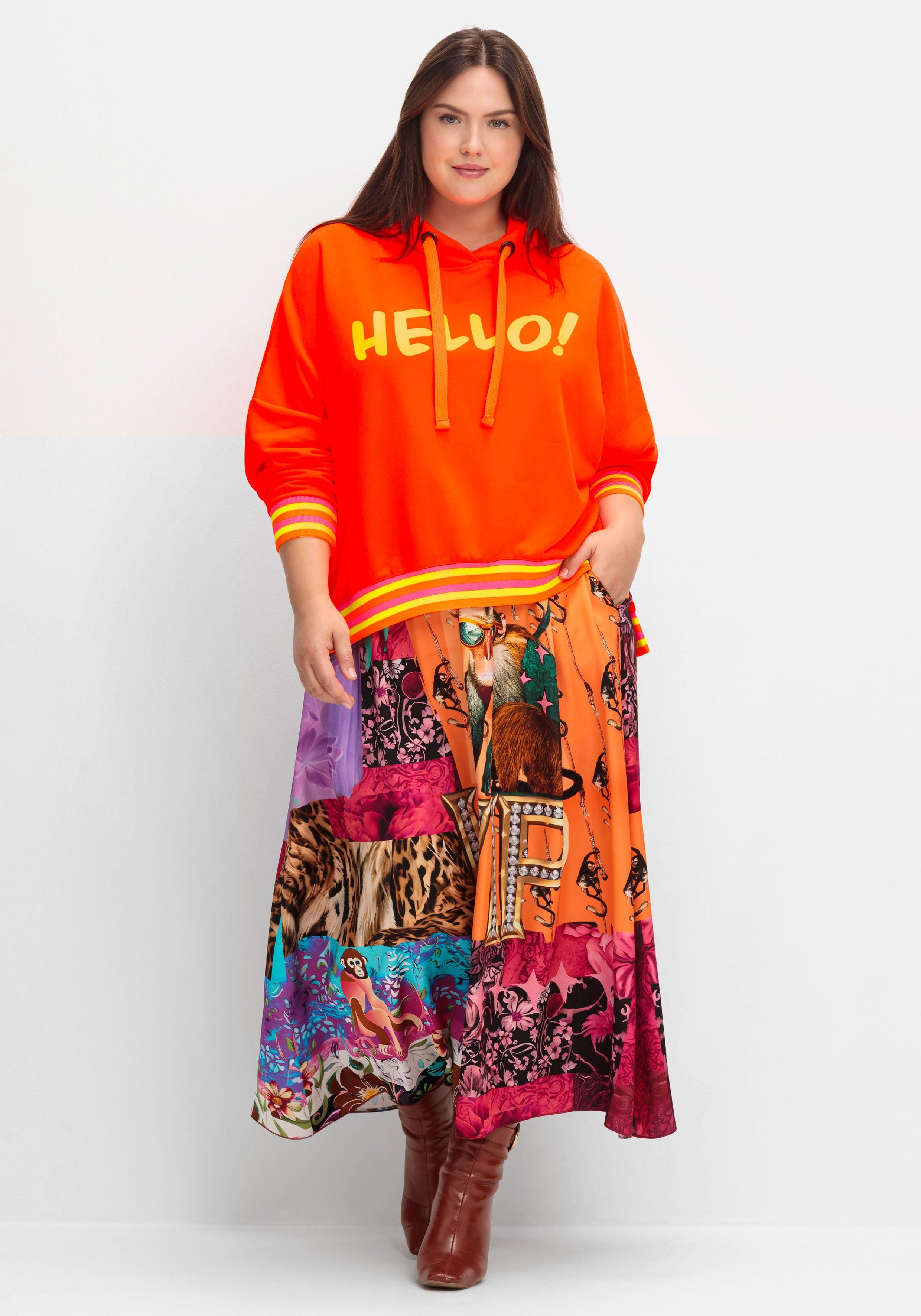 Neon-Kapuzensweatshirt mit Wordingprint