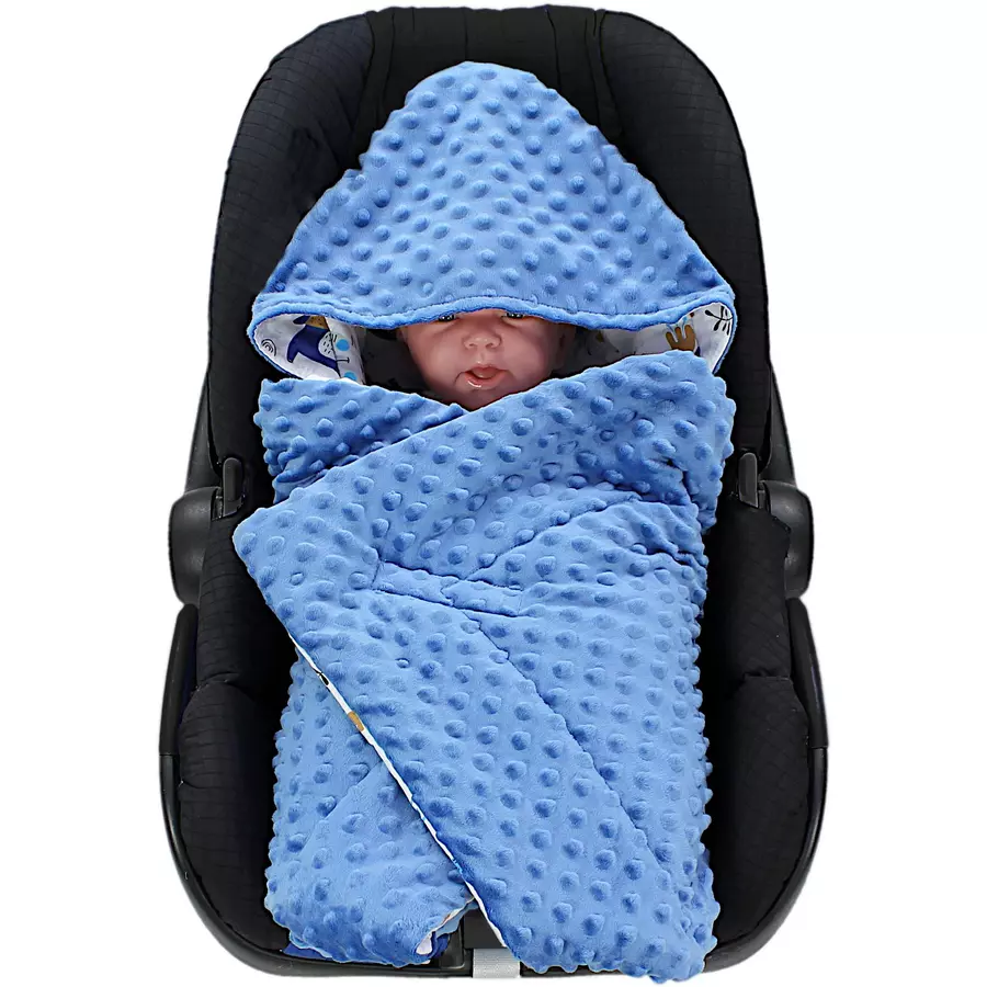 TupTam Baby Winter Einschlagdecke für Babyschale Wattiert black denim
