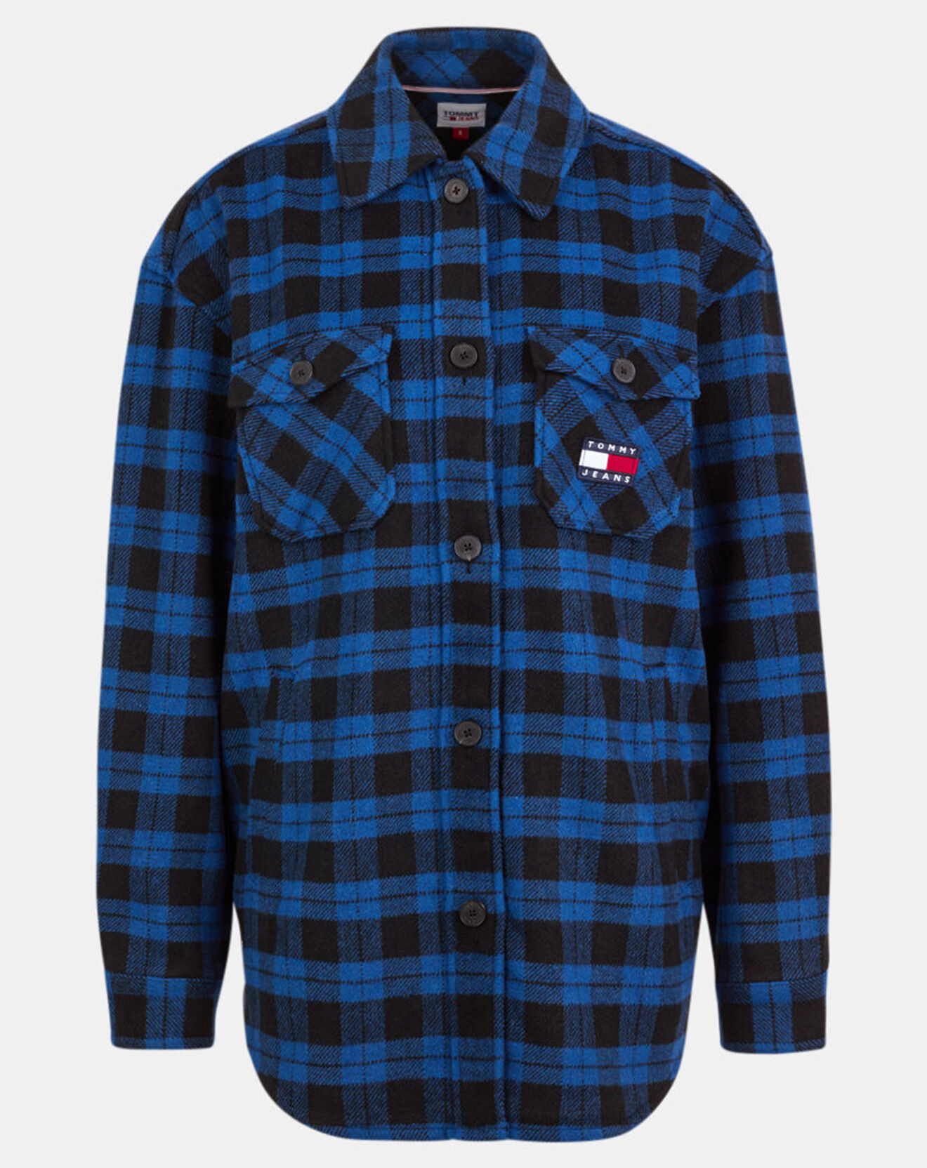 Tommy Jeans Surchemise en Laine mélangée Tartan Badge bleu/noir