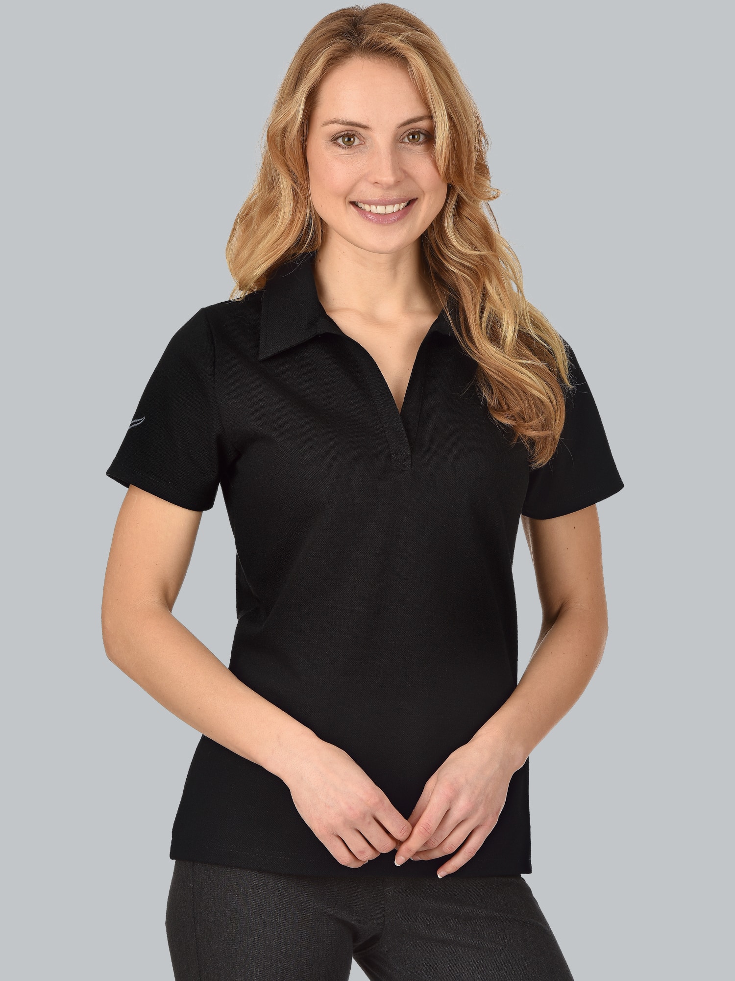 Poloshirt ohne Knopfleiste Schwarz