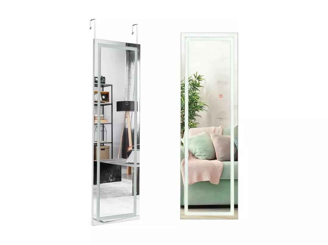 Miroir pleine longueur led, grand miroir led pour porte 120 cm x 37 cm, blanc