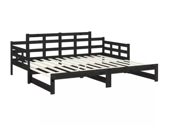 Lit coulissant sans matelas noir 2x(90x200) cm