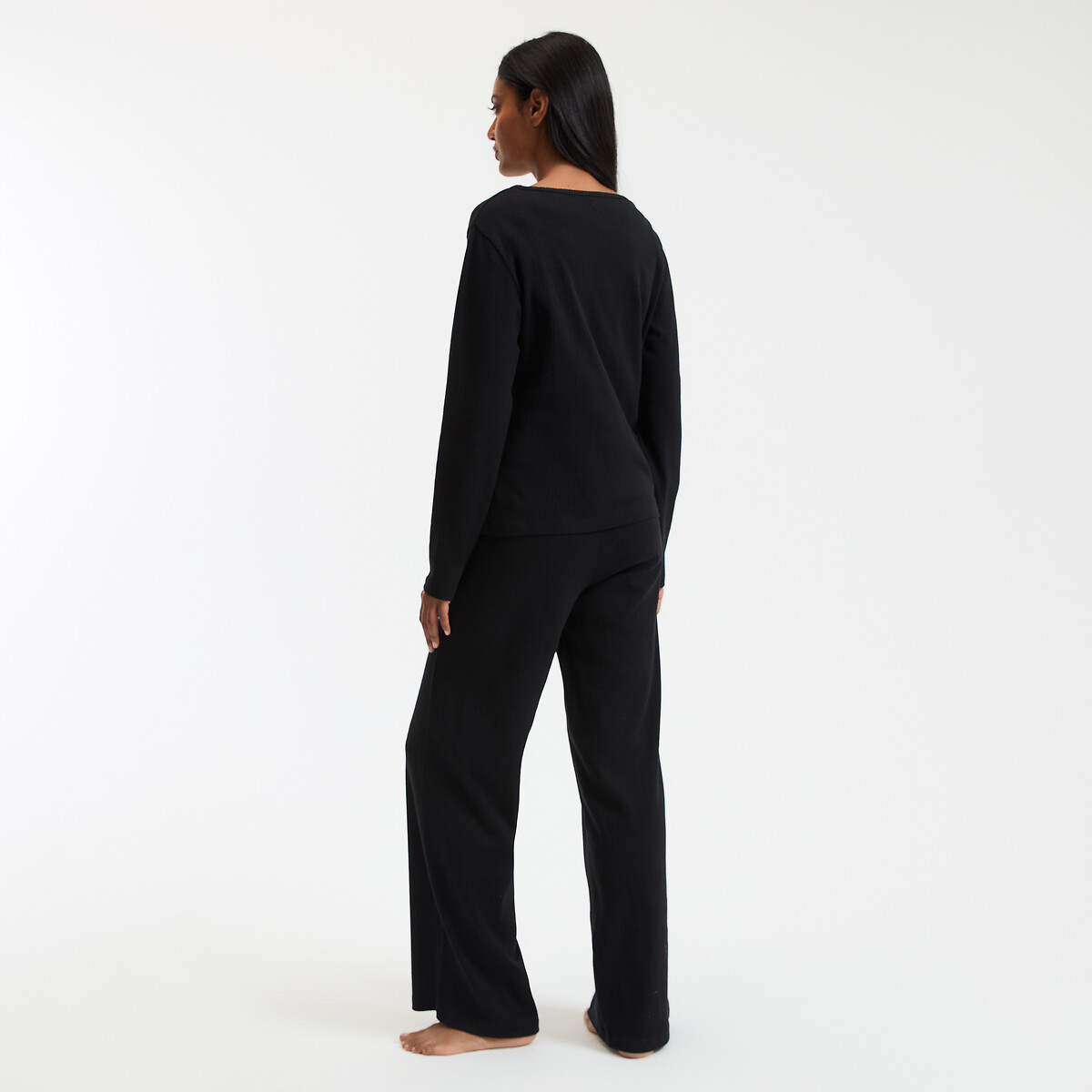 COLEÇÃO LA REDOUTE<br>Conjunto de pijama de 3 peças em malha ponto ajour