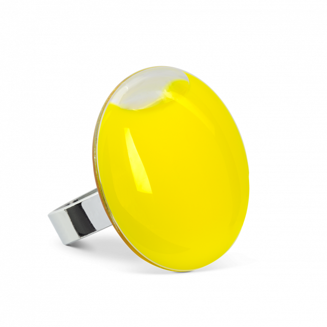 Bague en verre soufflé - Galet Medium Milk