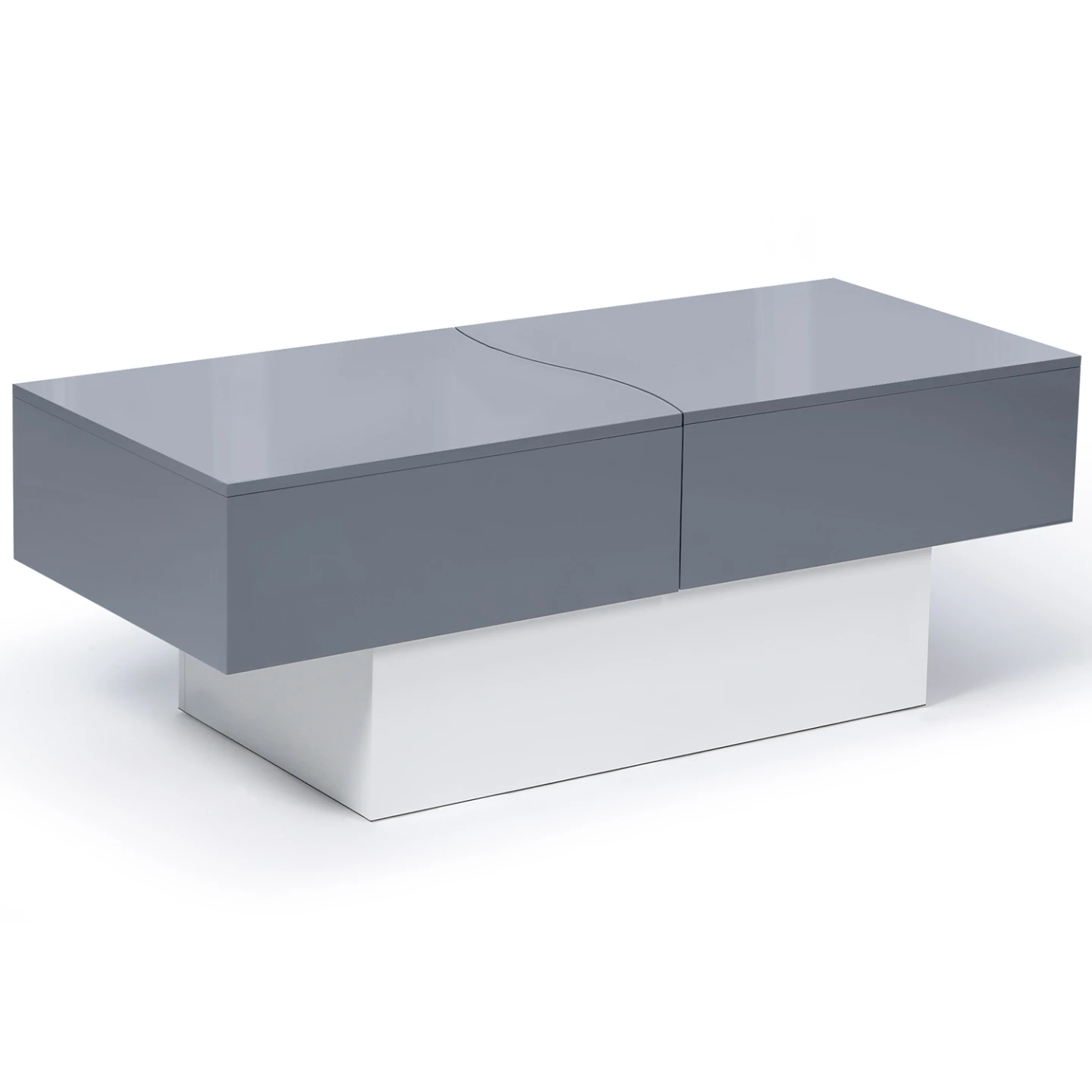 Table basse coulissante rectangulaire MARTA bois blanc et gris