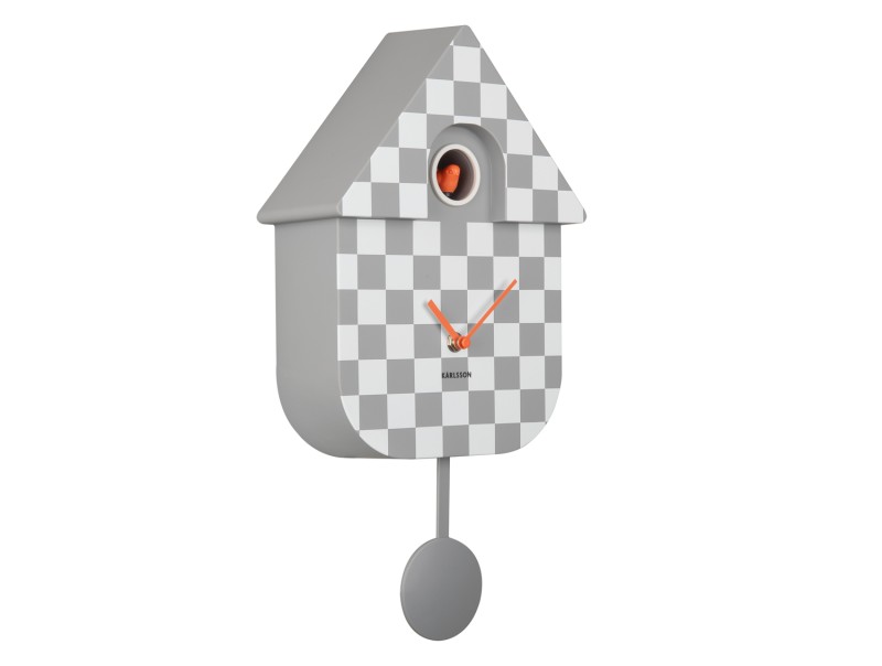 Wall Clock Modern Cuckoo Checker KA5968GY Mouse grey