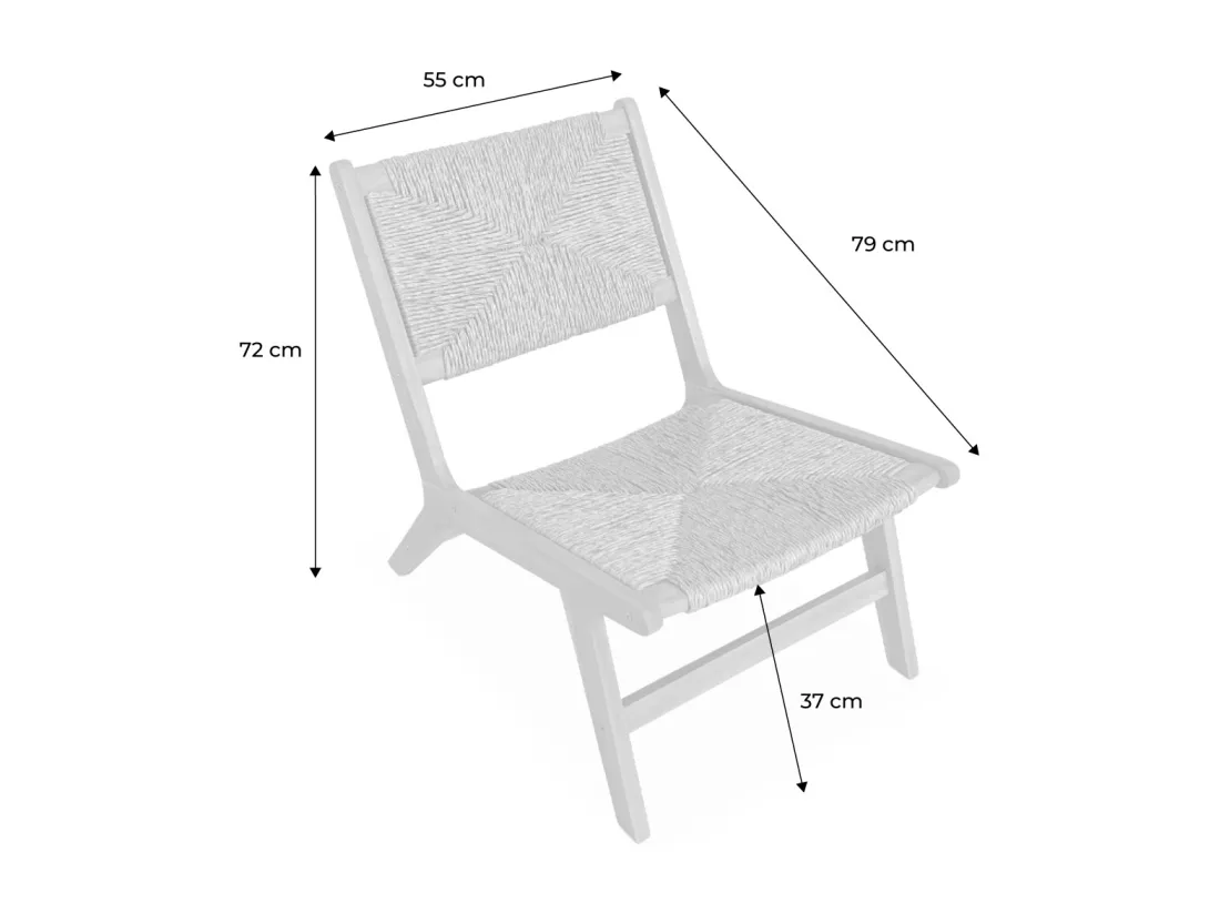 Fauteuil relax de jardin en bois et résine effet paille. intérieur / extérieur